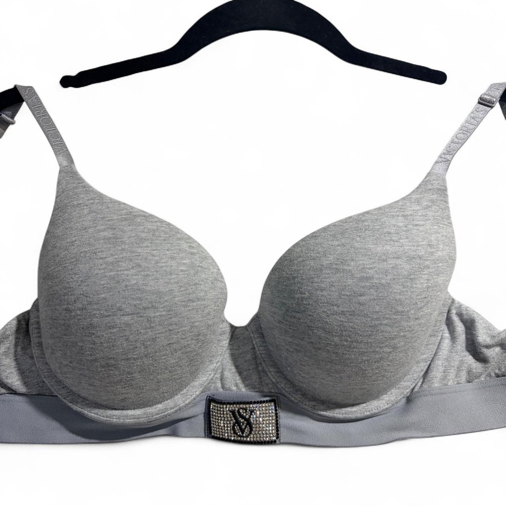 Victorias Secret Gray Cotton T-Shirt Push-Up Full Coverage Bra 36B 431938-QBV